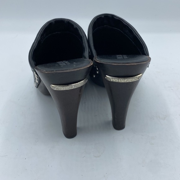 Michael Kors Black Leather Studded High Heel Mules/clogs - Picture 3 of 5